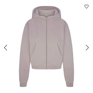 SKIMS French Terry Shrunken Zip Up Hoodie in Oyster